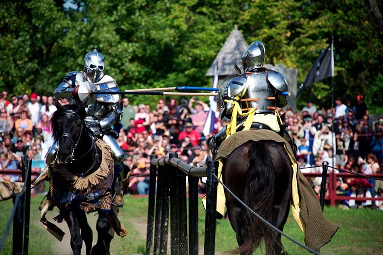 Sir Edward and Sir Garr joust at the Michigan Renaissance Festival