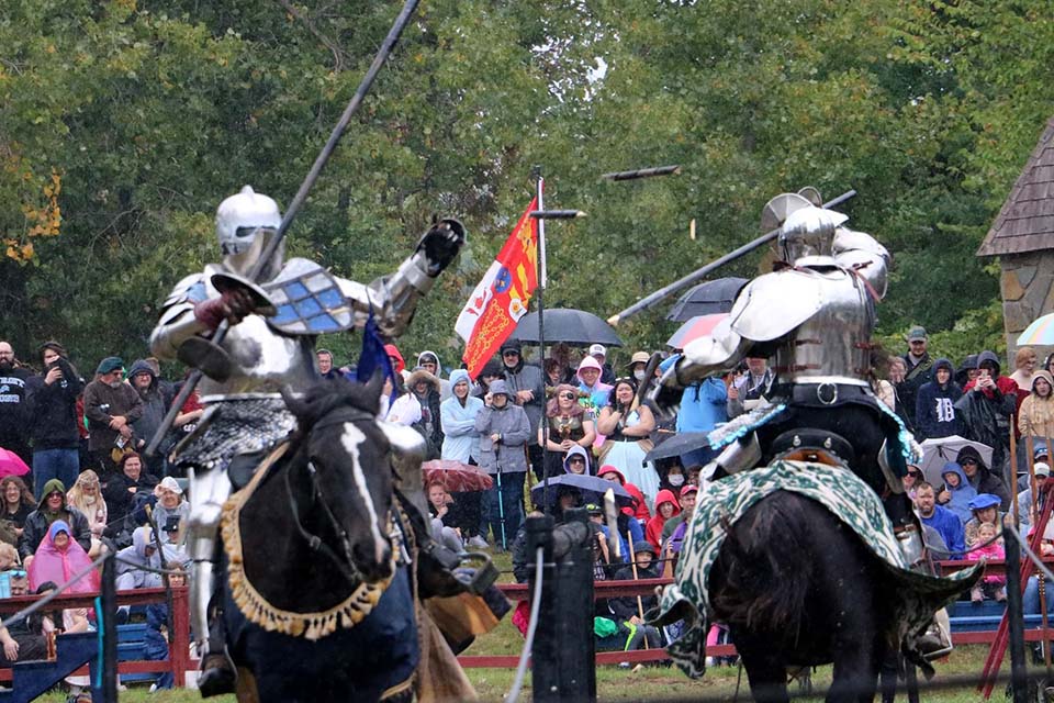 Sir Edward and Sir Shiloh joust at the Michigan Renaissance Festival