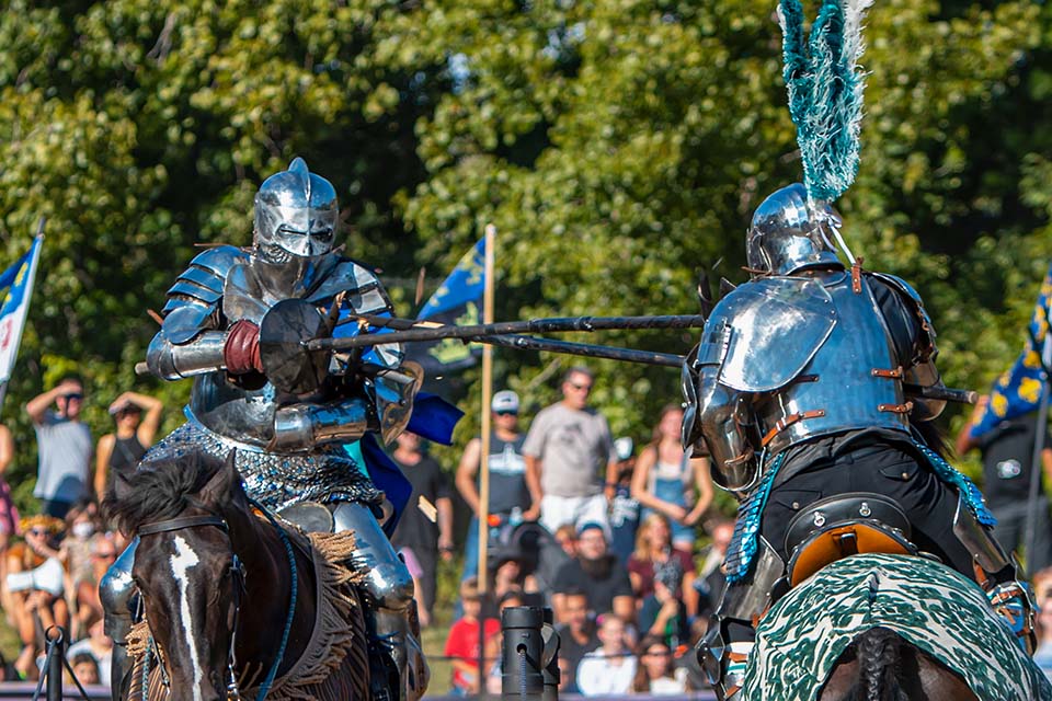 Sir Edward and Sir Shiloh joust at the Michigan Renaissance Festival